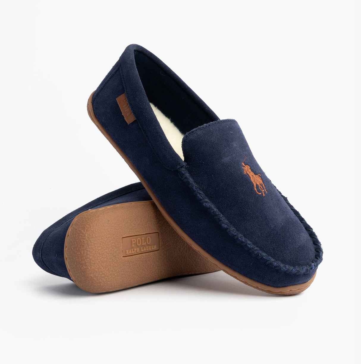 Polo Ralph Lauren BRENAN Logo Mens Dress Suede Slippers Navy