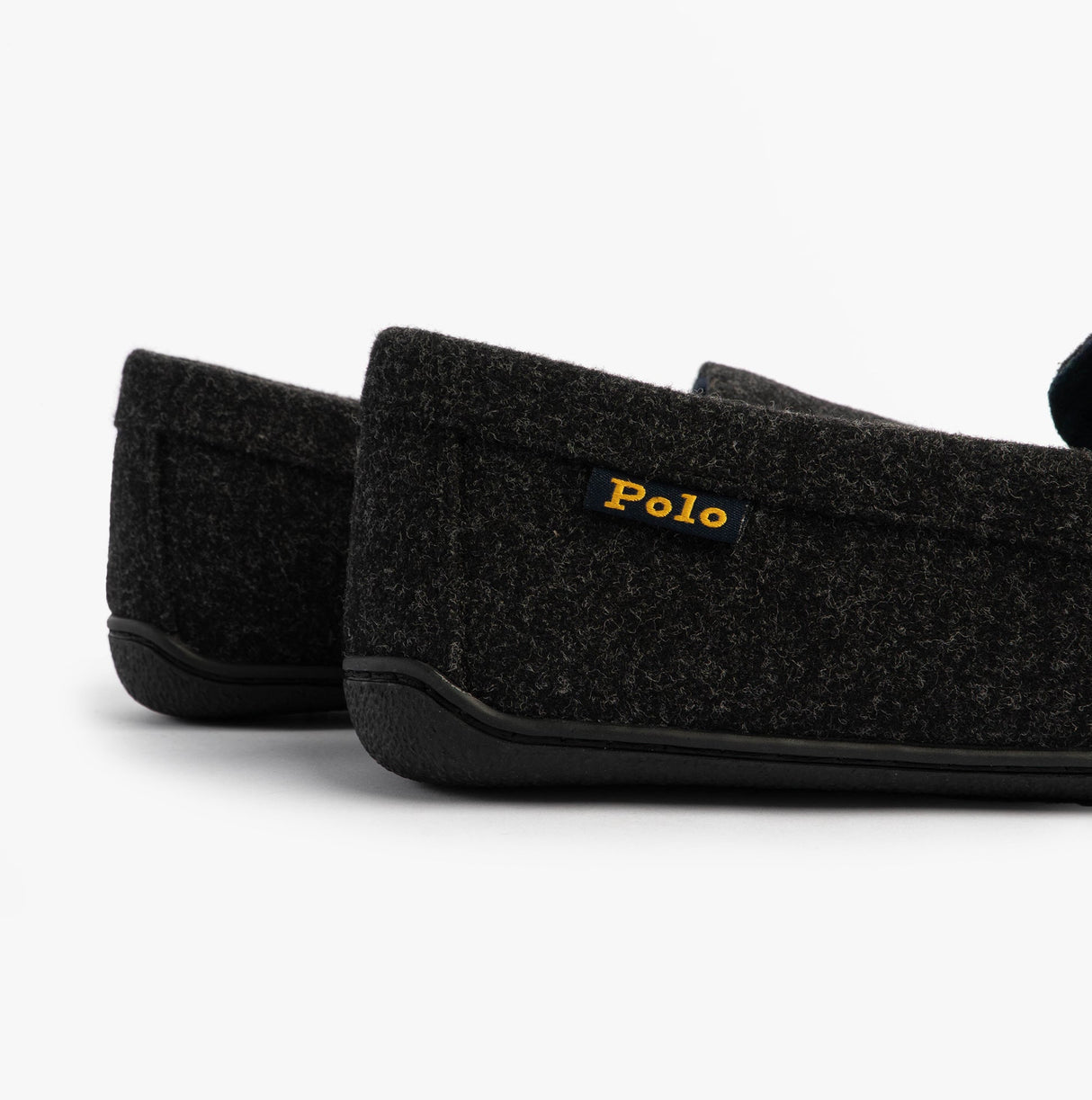 Polo Ralph Lauren BRENAN WOOL Mens Dress Shoe Slippers Black/Cream