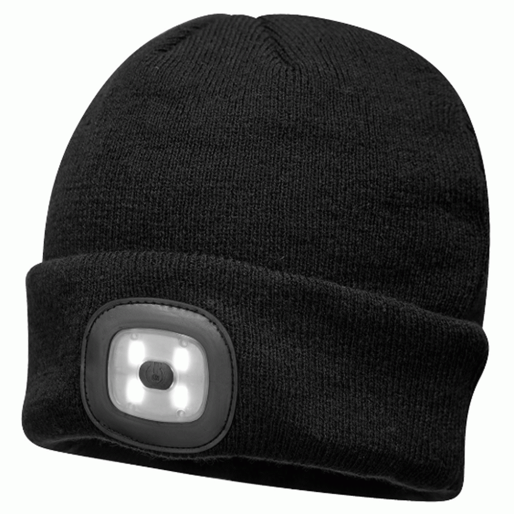 Portwest B029 USB Rechargeable LED Headlight Beanie Various Colours