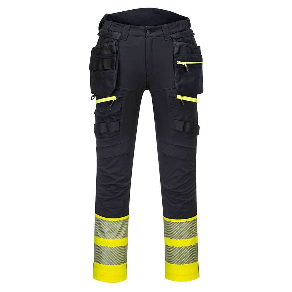 Portwest DX445 4-Way Stretch Hi-Vis Class 1 Holster Pocket Trouser Yellow/Black