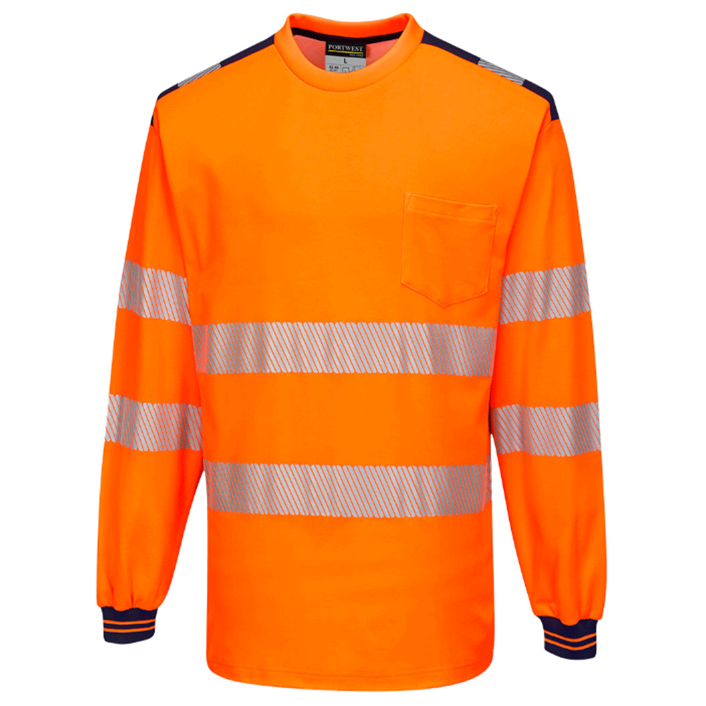 Portwest T185 PW3 Hi-Vis Long Sleeve Work T-Shirt Various Colours