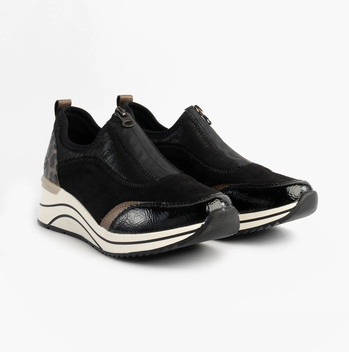 Remonte D0T08-02 Womens Front Zip Wedge Trainer Black