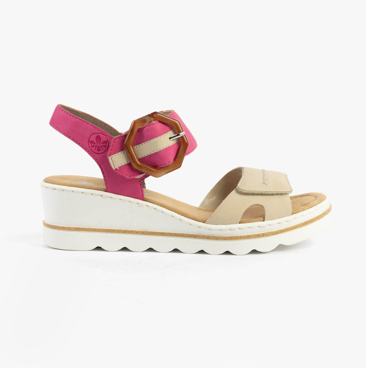 Rieker 67476-31 Womens Sandals Beige Combination