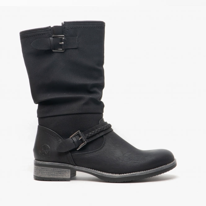 Rieker 98860-00 Womens Calf Length Boots Black