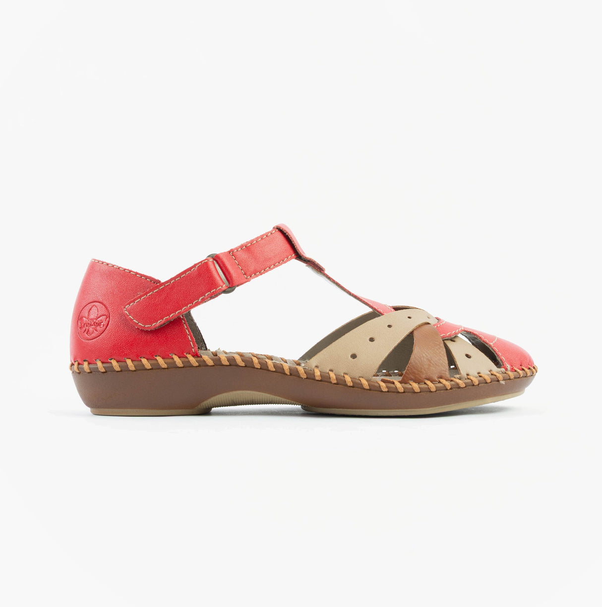 Rieker M1655-33 Womens Sandals Red Combination