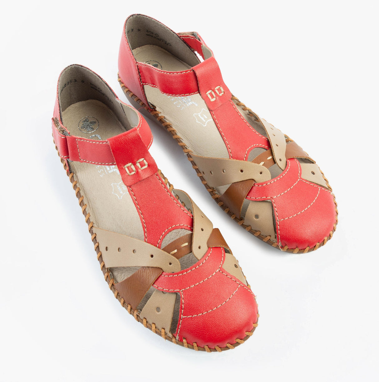 Rieker M1655-33 Womens Sandals Red Combination