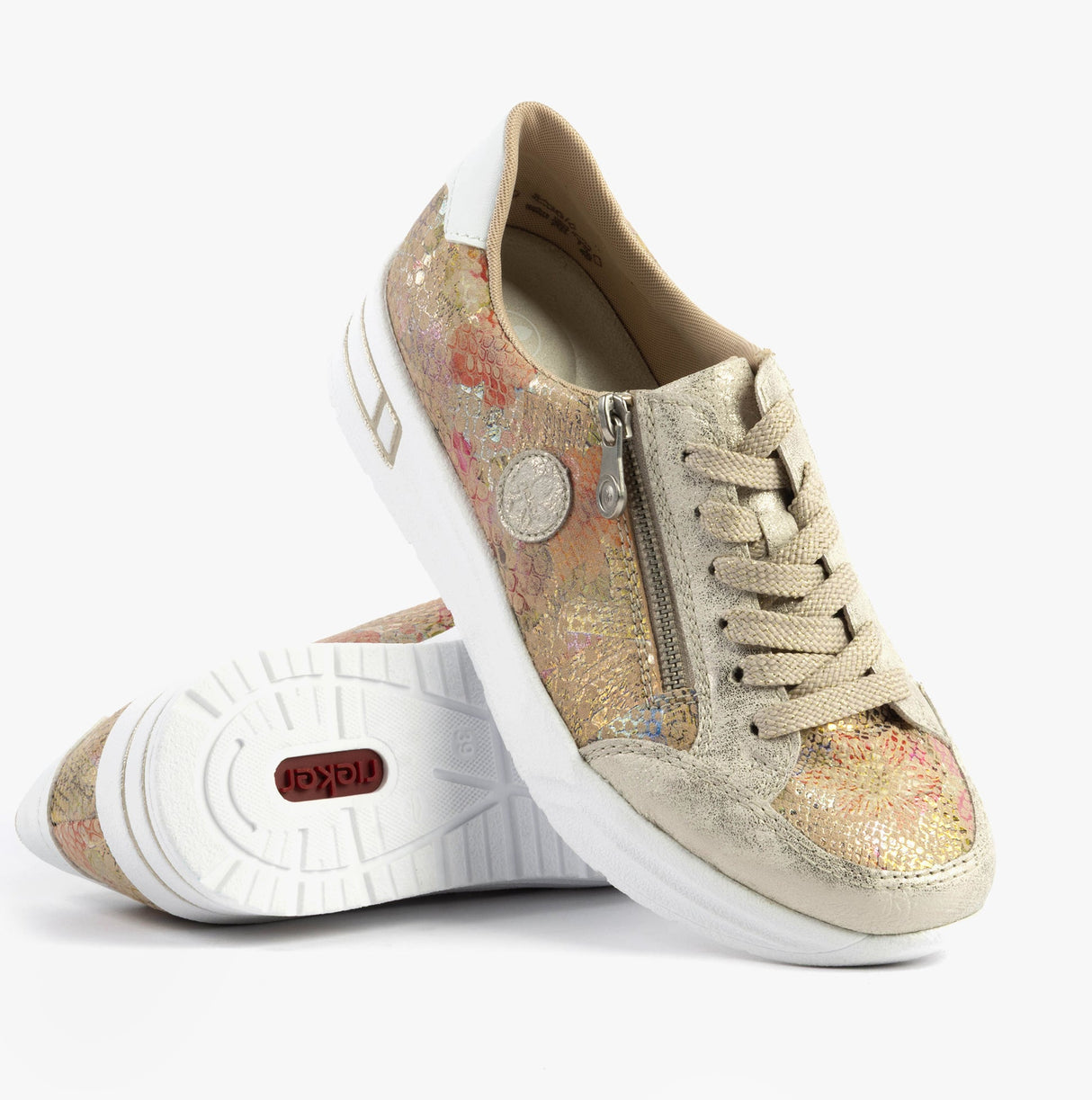 Rieker N8103-60 Womens Shoes Beige Combination