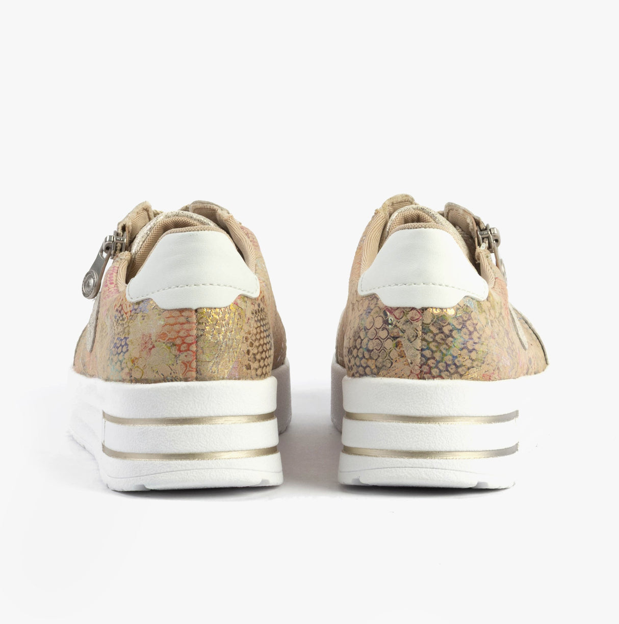 Rieker N8103-60 Womens Shoes Beige Combination