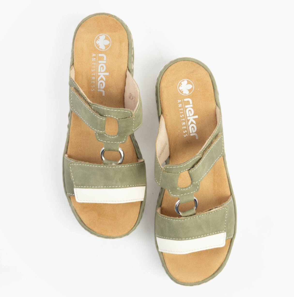 Rieker V1396-52 Womens Sandals Green Combination