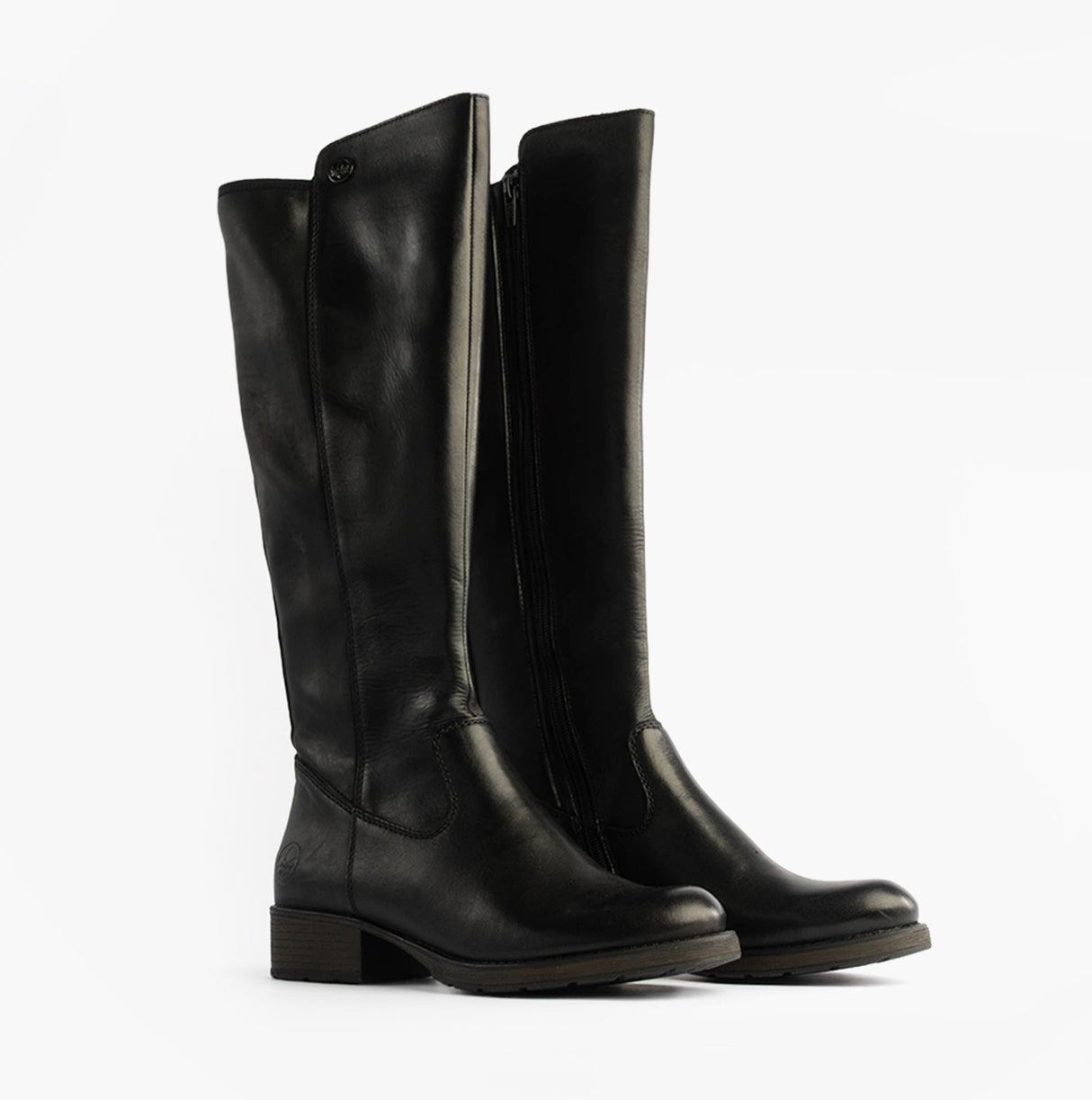 Rieker Z9591-01 Womens Leather Knee-High Boots Black