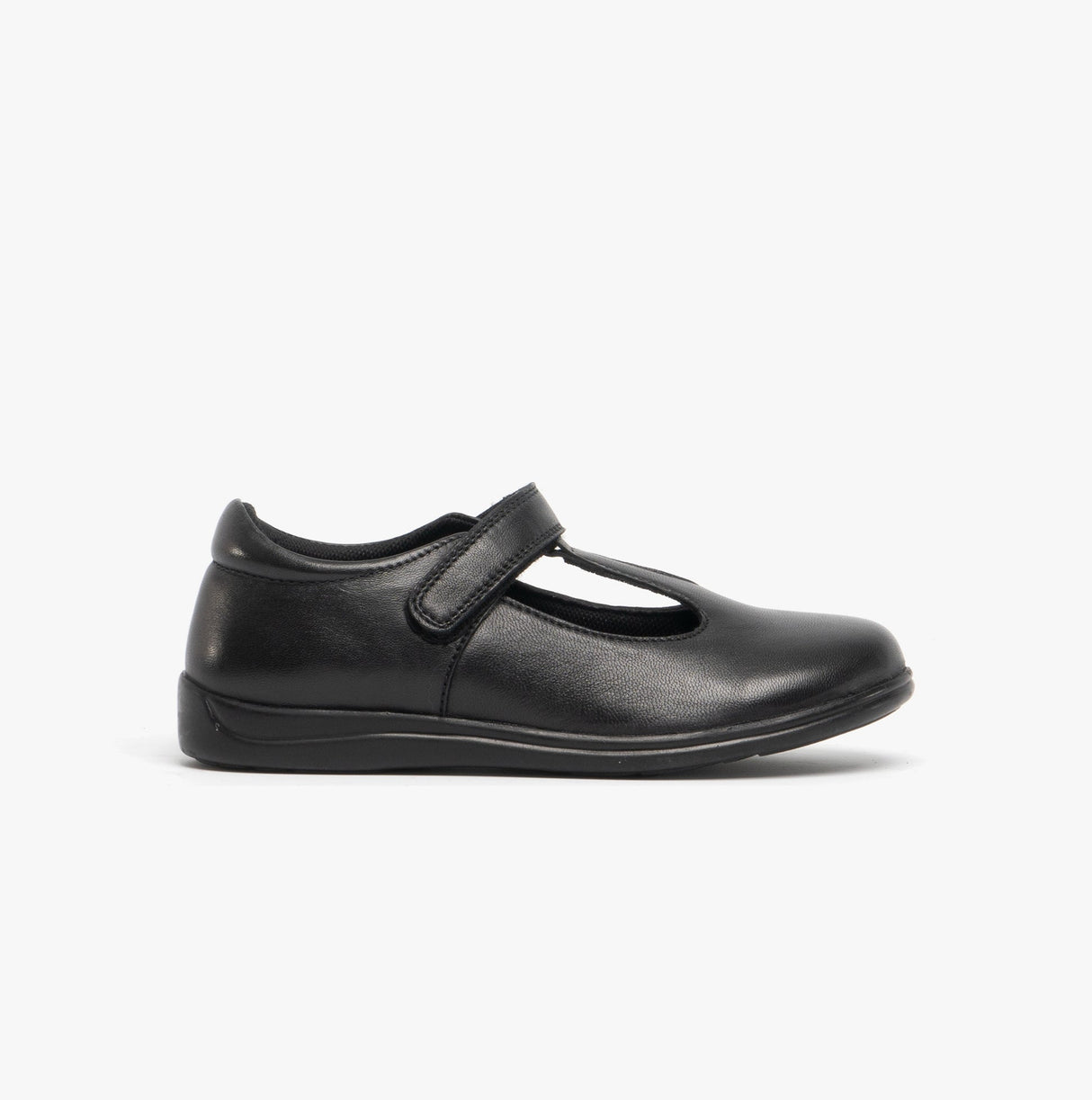 MAGGIE Girls Leather Touch Fasten T Bar Shoes Black