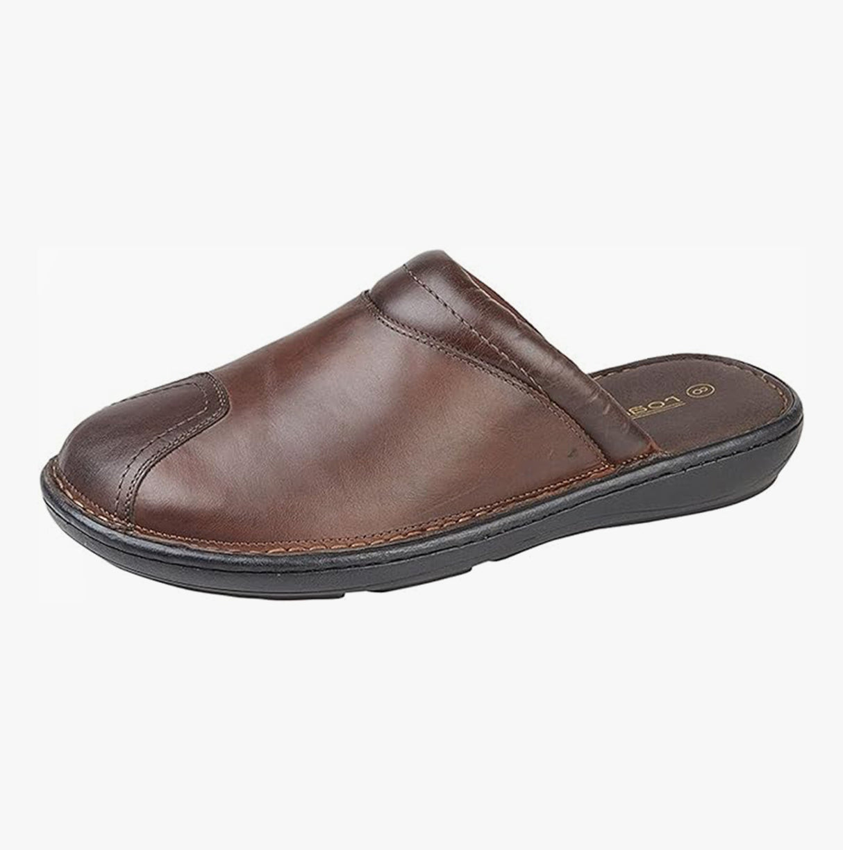 Roamers M024B Mens Padded Leather Mule Slippers Brown