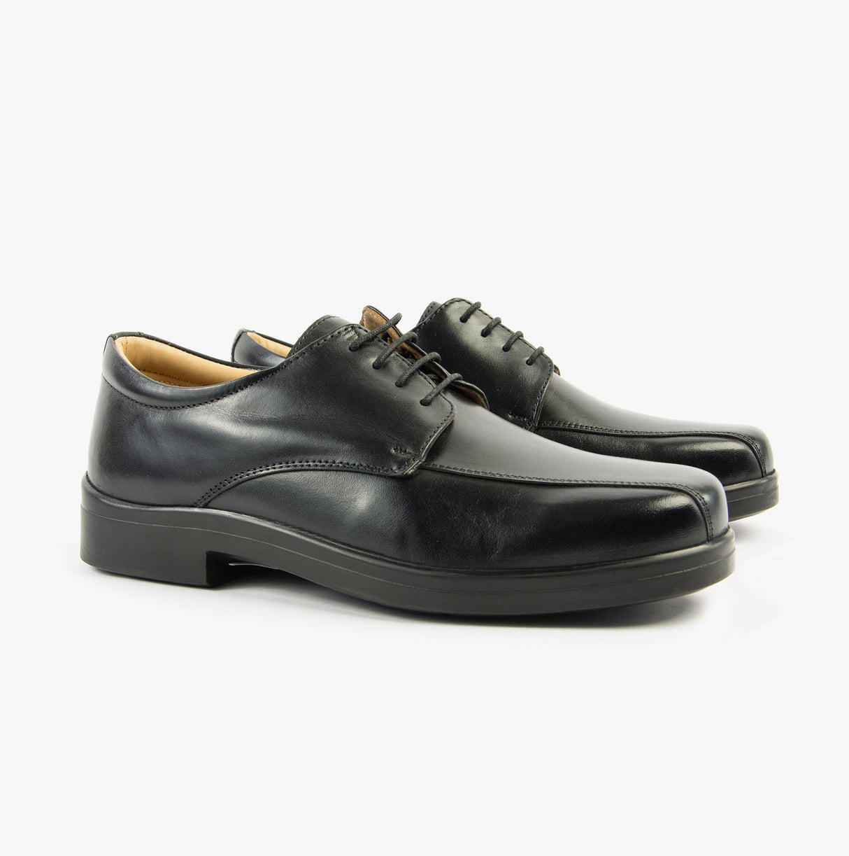 Roamers MILTON Mens Leather Tramline Gibson Shoes Black