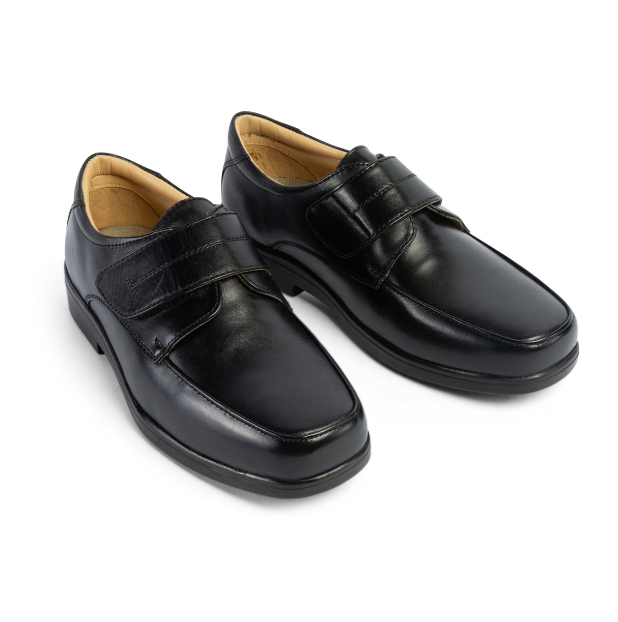 Roamers ROBBIN Mens Leather Touch Fasten Shoes Black