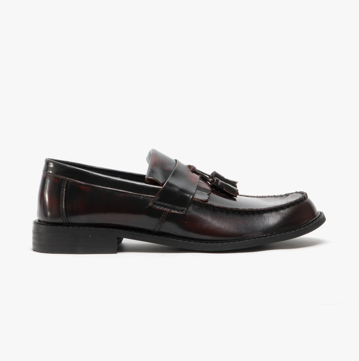 Roamers RUDEBOYZ Mens Polished Leather Tassel Loafers Oxblood