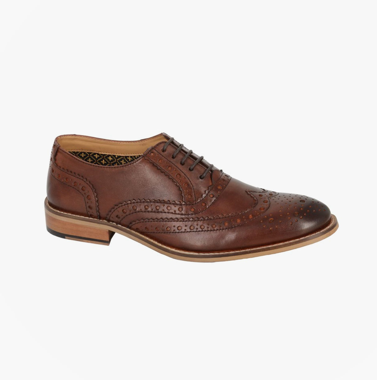 Roamers M9579DB Mens 5 Eyelet Brogue Oxford Conker Brown