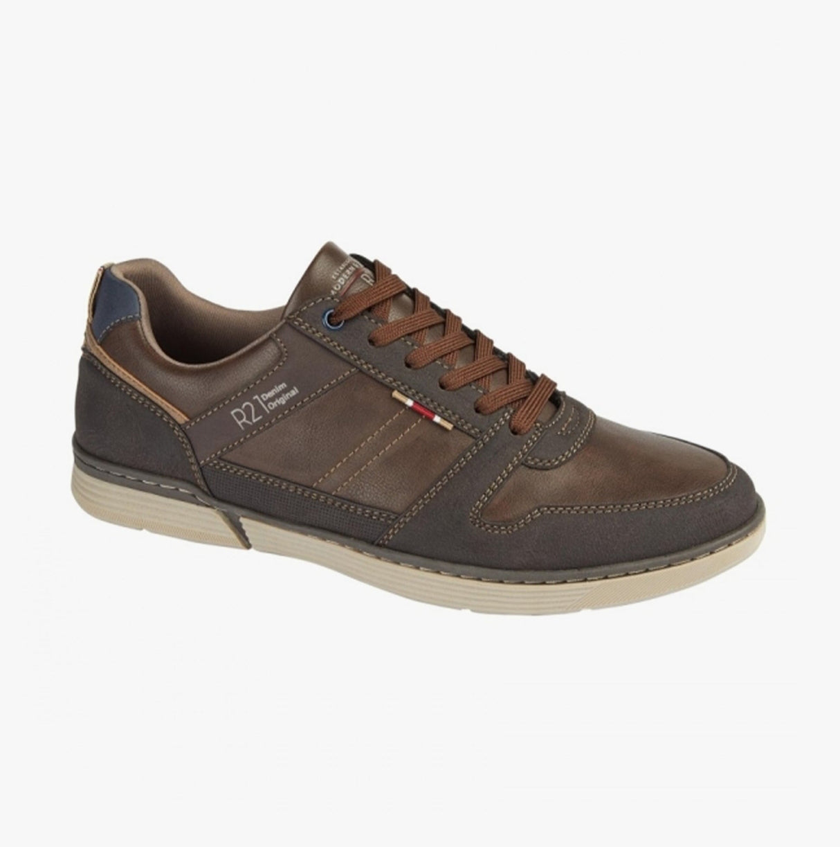 R21 Original CLASSIC Mens Lace-Up Casual Trainers Dark Brown