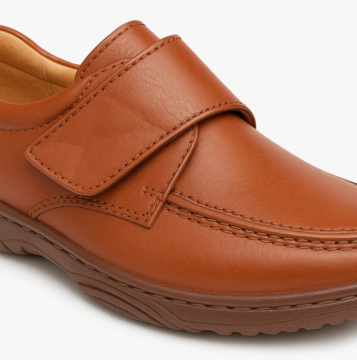 Scimitar KAIL Mens Faux Leather Touch Fasten Bar Loafers Tan