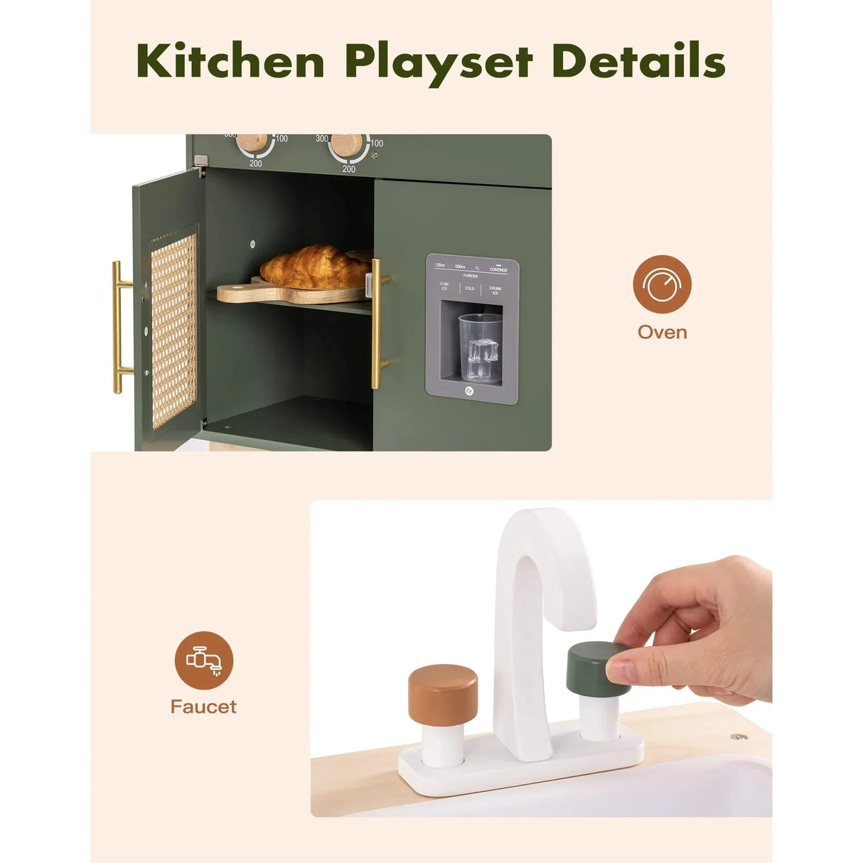 Tiny Chef - Wooden Play Kitchen - Vintage Green