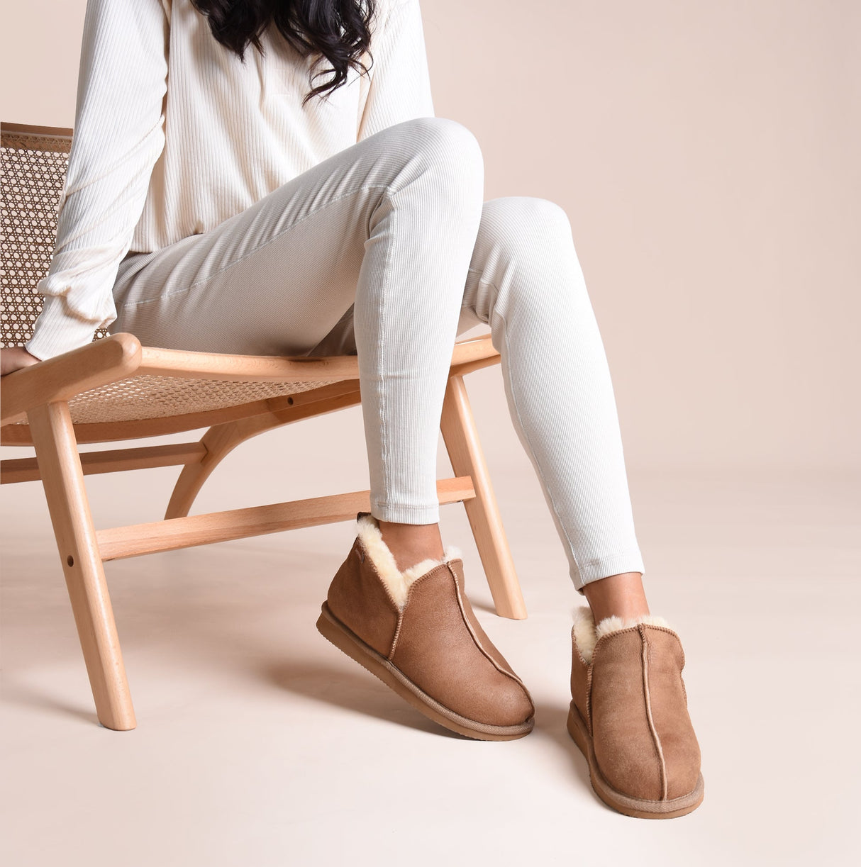 Shepherd ANNIE Womens Sheepskin Slipper Boots Cognac