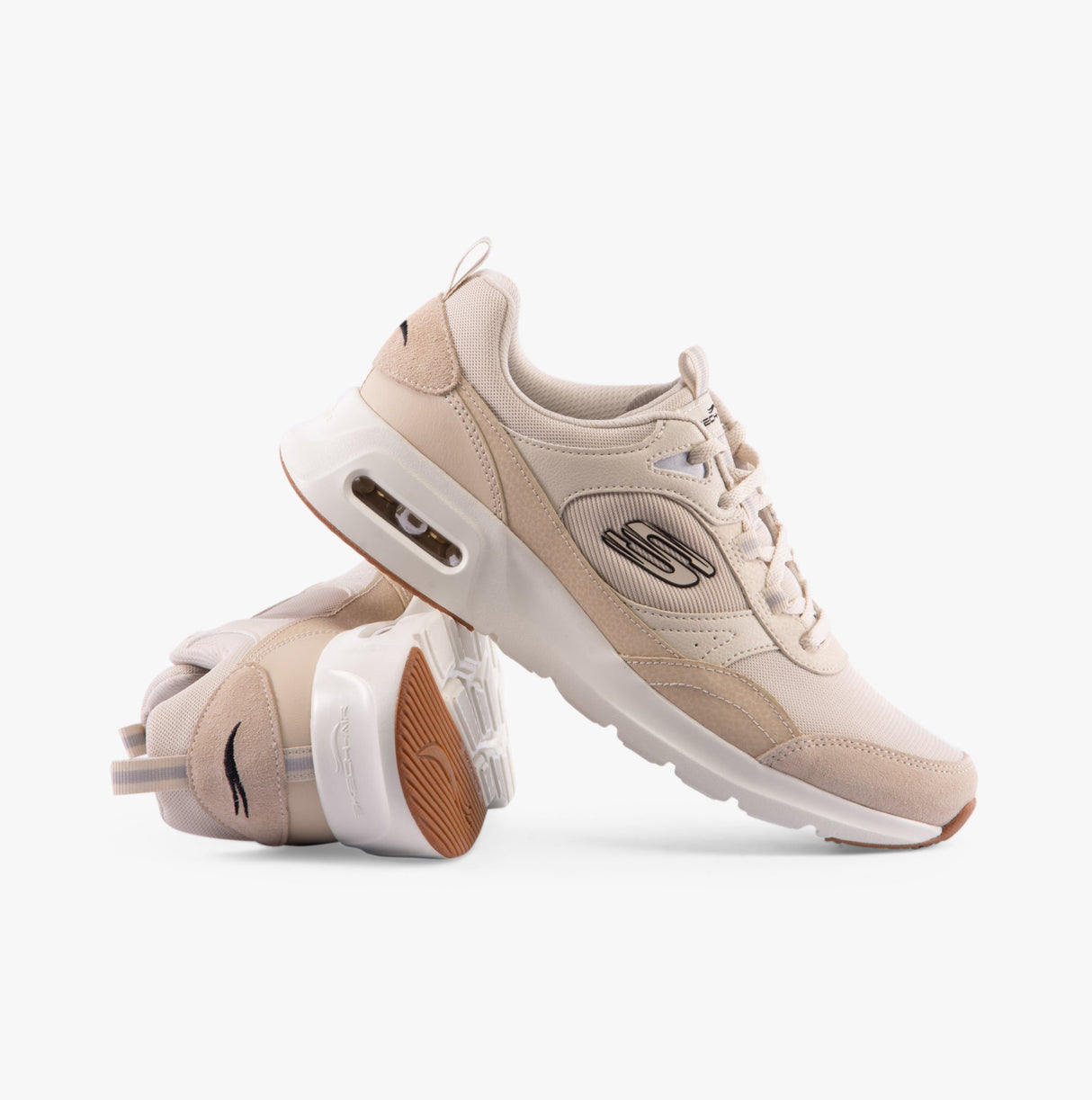 Skechers 150075/NTBK SKECH-AIR COURT-RETRO AVENUE Womens Trainers Natural/Black