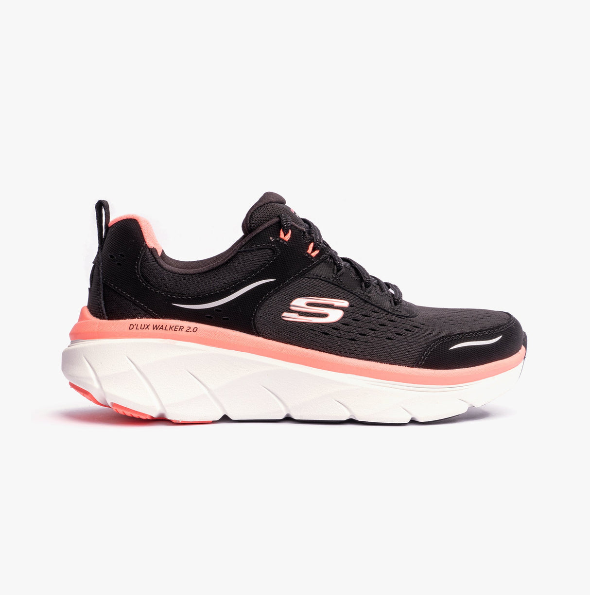 Skechers 150093/BKCL D'LUX WALKER 2.0 - DAISY DOLL Womens Trainers Black/Coral/Lavender