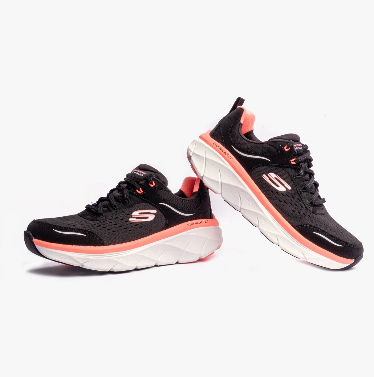 Skechers 150093/BKCL D'LUX WALKER 2.0 - DAISY DOLL Womens Trainers Black/Coral/Lavender