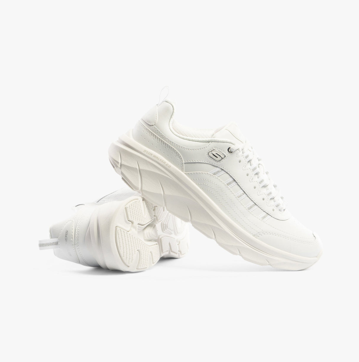 Skechers 150106/WSL D'LUX WALKER 2.0-GOLDEN STEP Womens Trainers White/Silver
