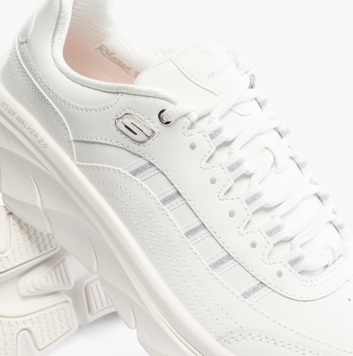 Skechers 150106/WSL D'LUX WALKER 2.0-GOLDEN STEP Womens Trainers White/Silver