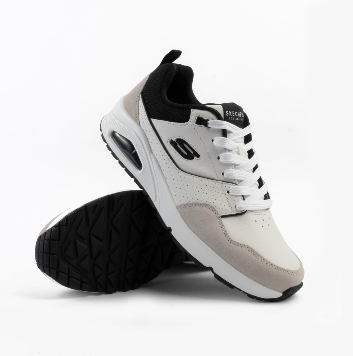 Skechers 183020/WBK UNO - RETRO ONE Mens Trainers White Mono/Black