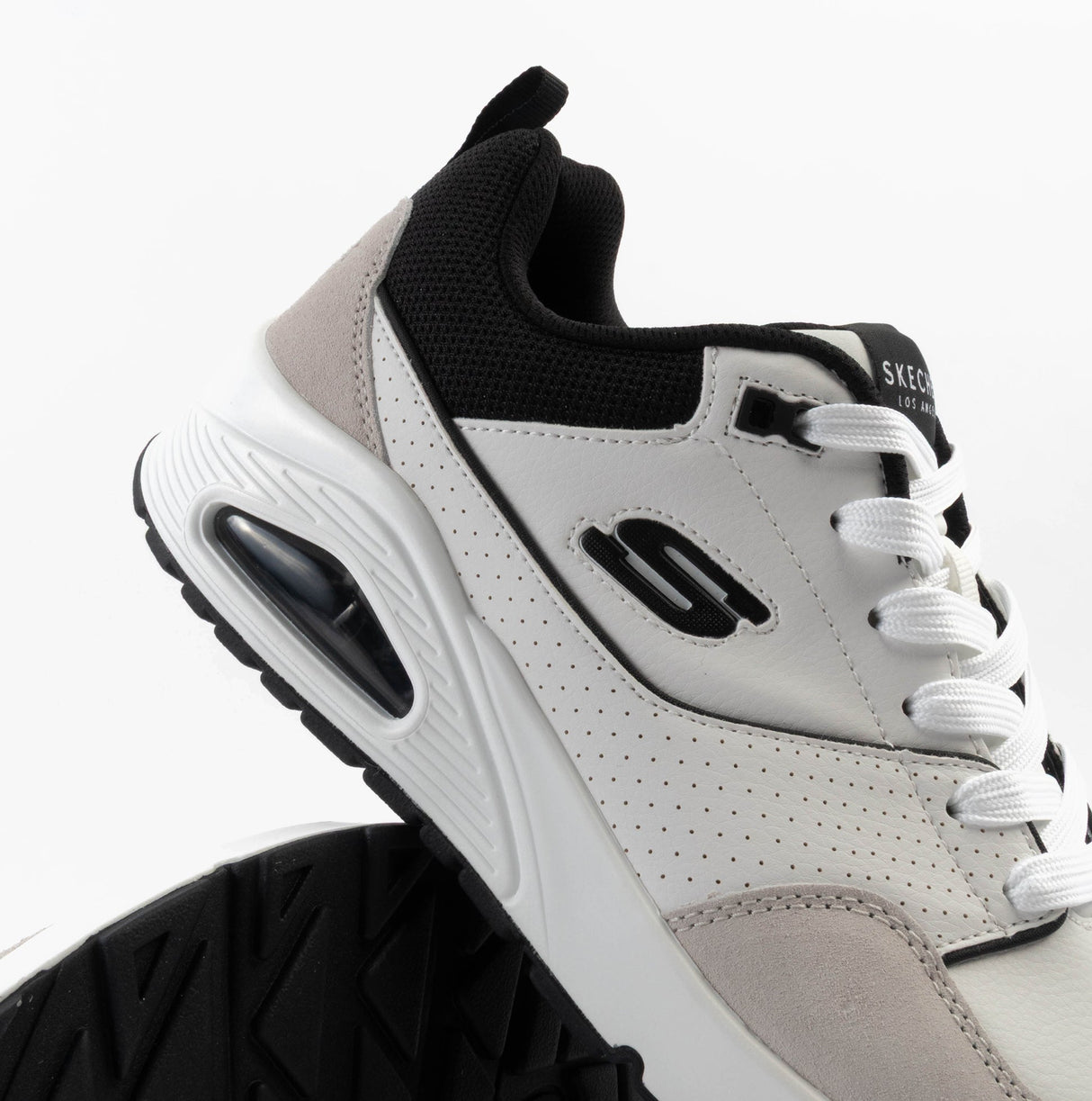 Skechers 183020/WBK UNO - RETRO ONE Mens Trainers White Mono/Black