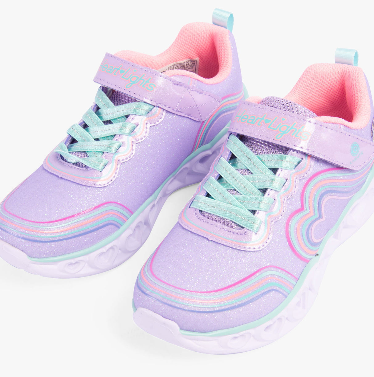 Skechers 302689L/LVMT HEART LIGHTS - RETRO HEARTS Girls Trainers Lavender/Multi