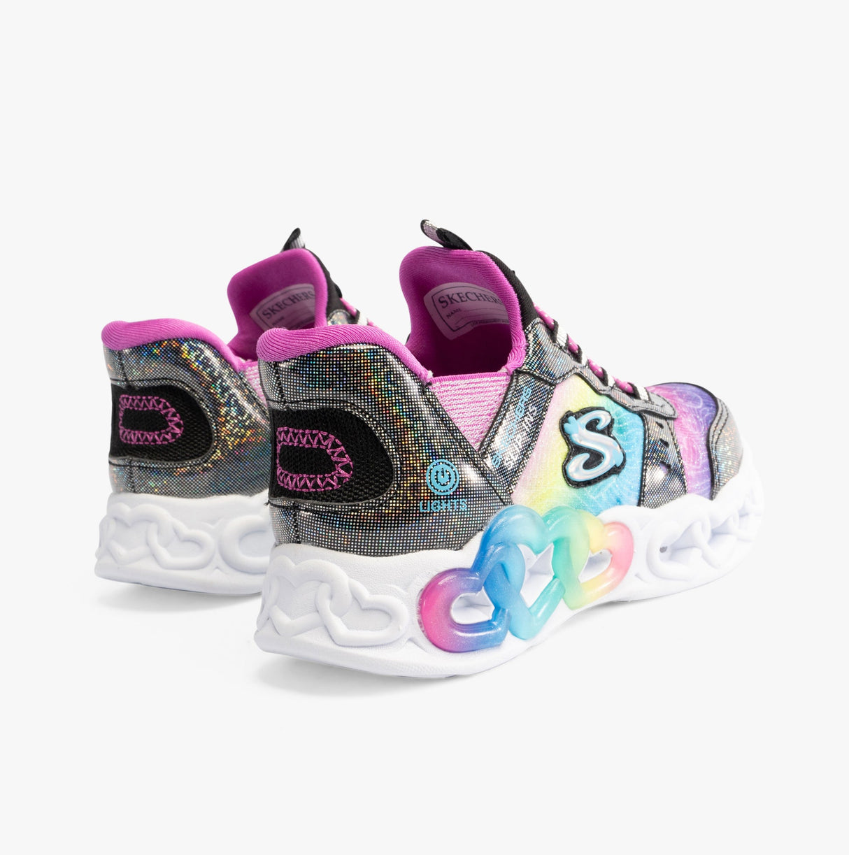 Skechers 303755L/BKMT INFINITE HEART LIGHTS - ETERN Girls Trainers Black/Multi