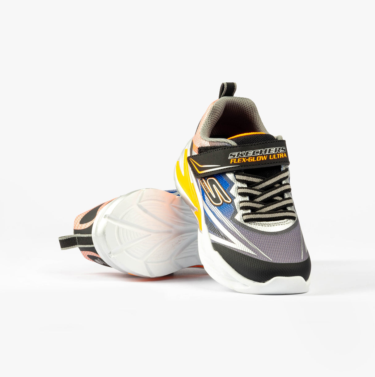 Skechers 400139N/BKSL S LIGHTS FLEX-GLOW ULTRA Boys Trainers Black/Silver