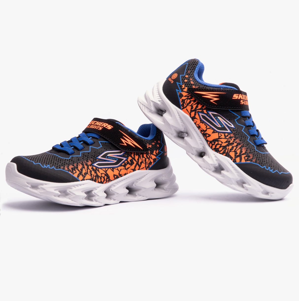 Skechers 400603L/BBOR S LIGHTS: VORTEX 2.0 - ZORENTO Boys Trainers Black/Orange