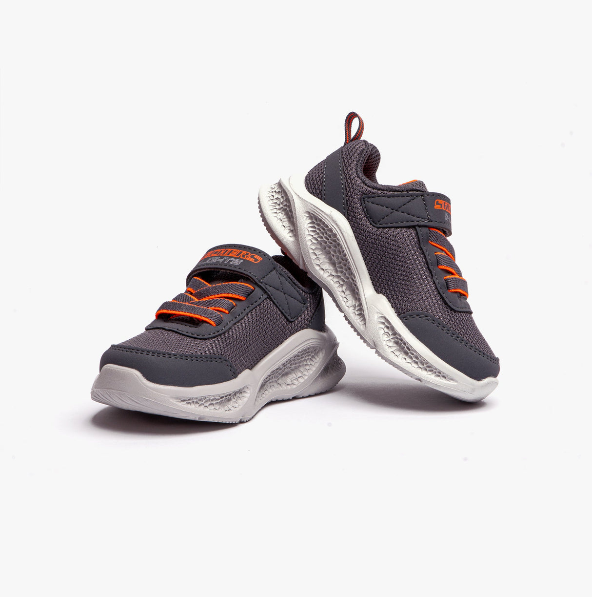 Skechers 401675N/CCOR METEOR-LIGHTS Boys Trainers Charcoal/Orange