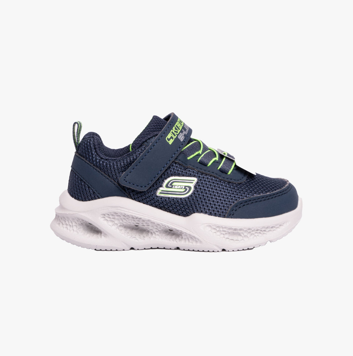 Skechers 401675N/NVLM METEOR-LIGHTS Boys Trainers Navy/Lime