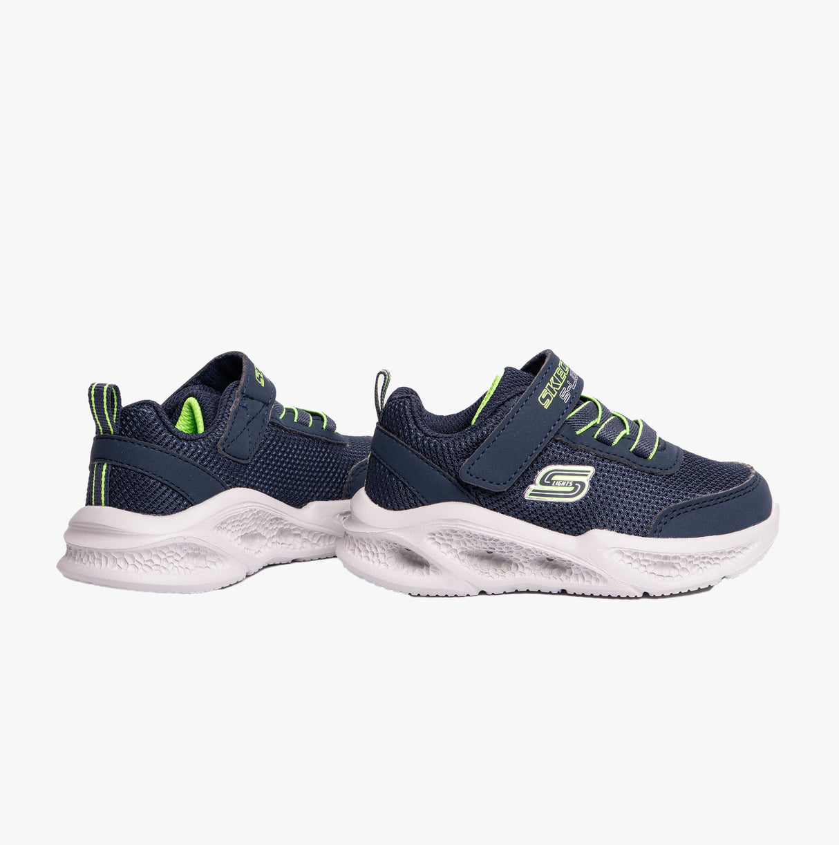 Skechers 401675N/NVLM METEOR-LIGHTS Boys Trainers Navy/Lime