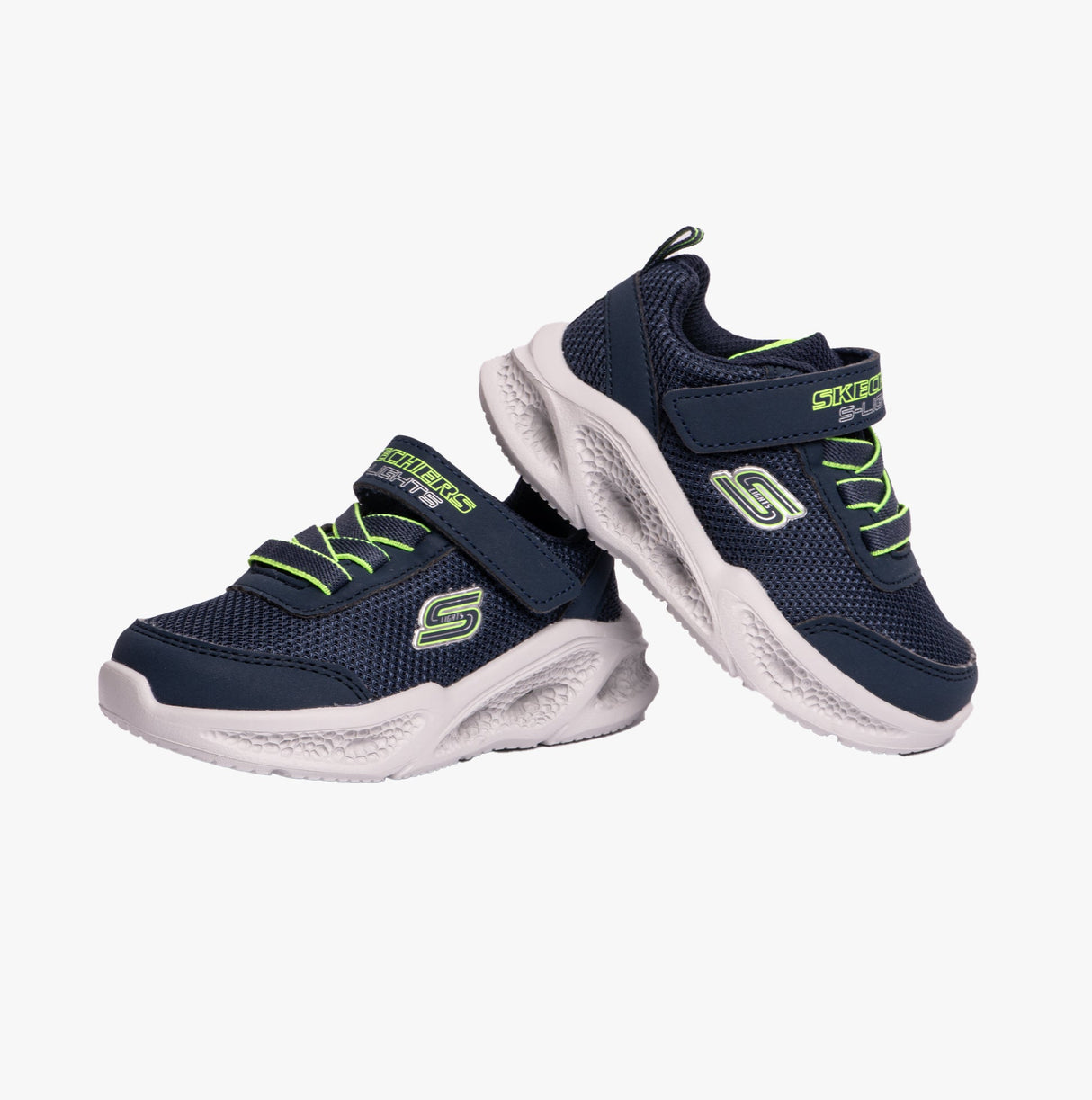 Skechers 401675N/NVLM METEOR-LIGHTS Boys Trainers Navy/Lime