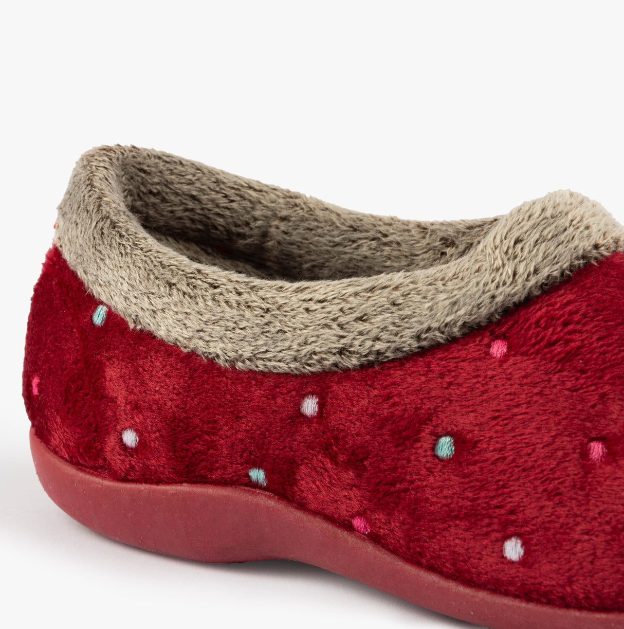Sleepers SOPHIE Womens Textile Polka Dot Full Slippers Burgundy