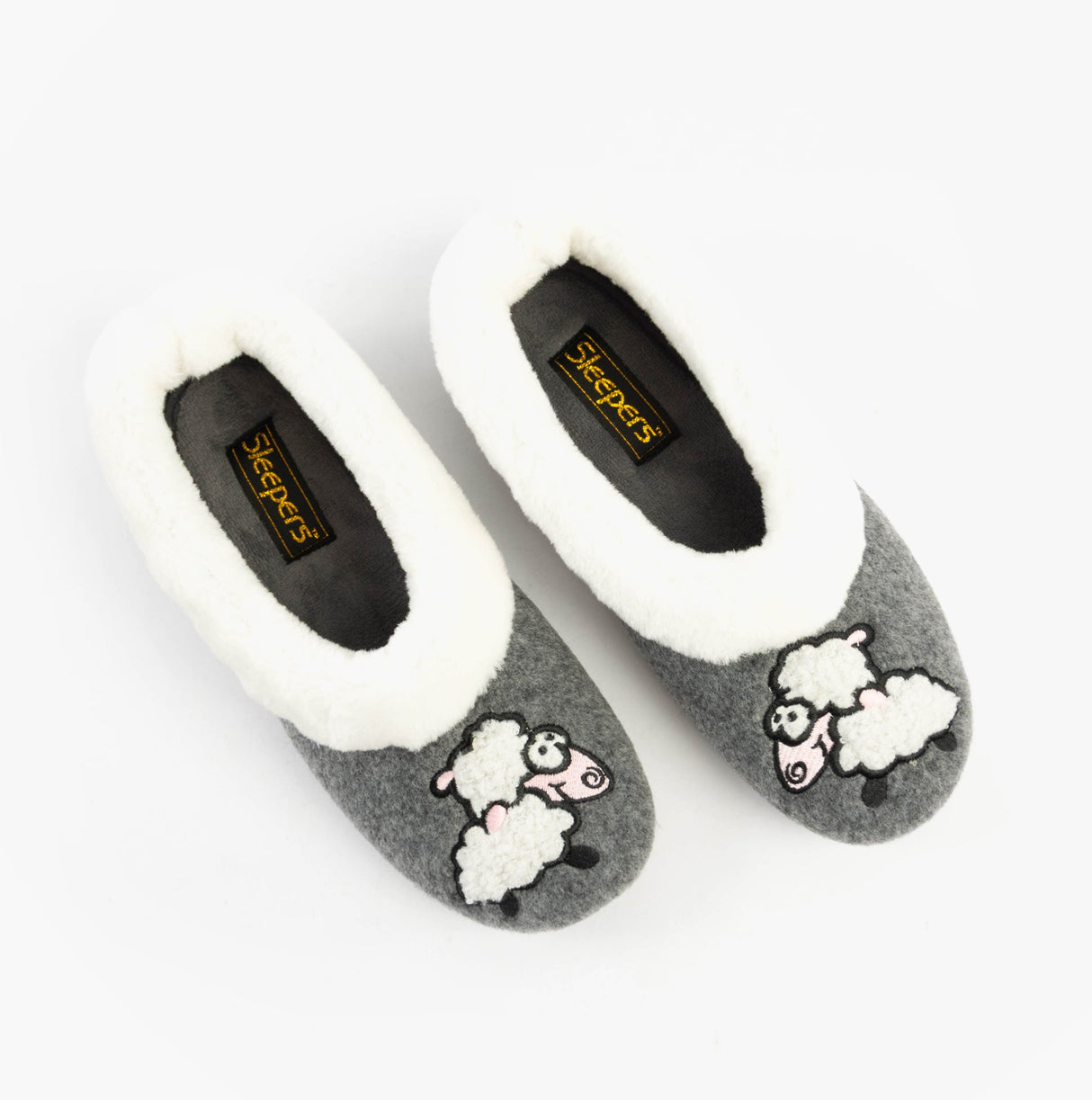 Sleepers NIKKI Womens Felt Sheep Full Slippers Grey