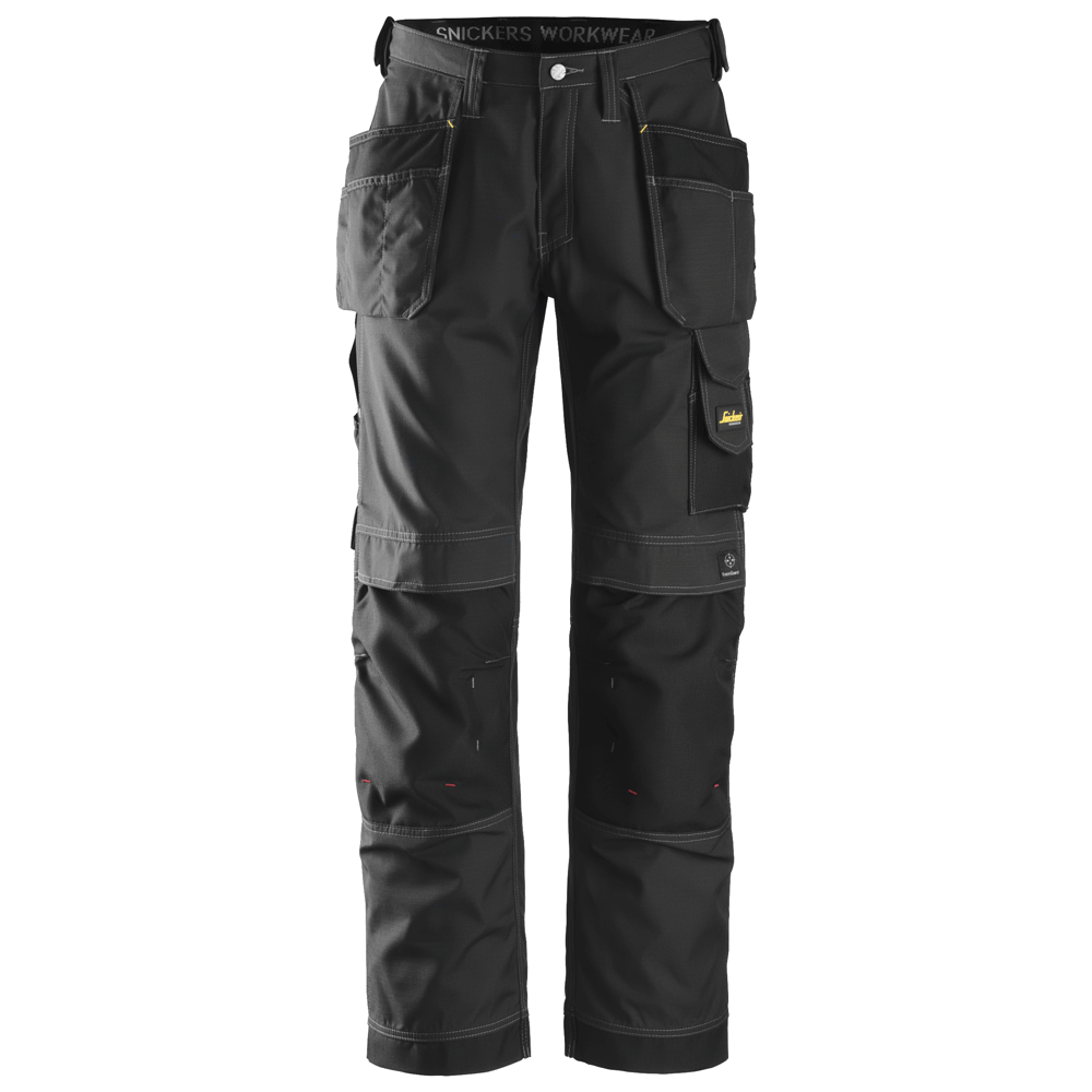Snickers 3213 Craftsmen Holster Pocket Trousers, Rip-Stop Black, 38" Waist 30" Leg-Snickers 104