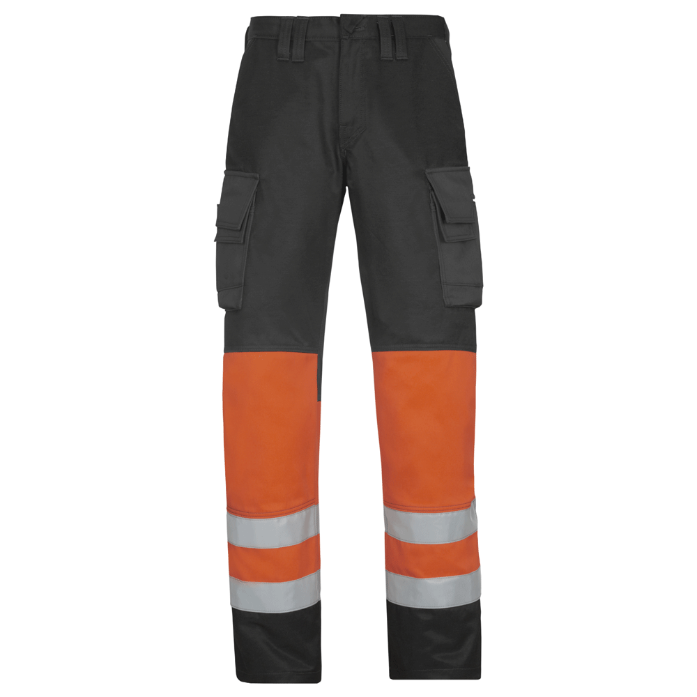 Snickers 3833 Hi-Vis Trousers, Class 1 Muted Black/Hi-Vis Orange, 35" Waist 30" Leg-Snickers 96