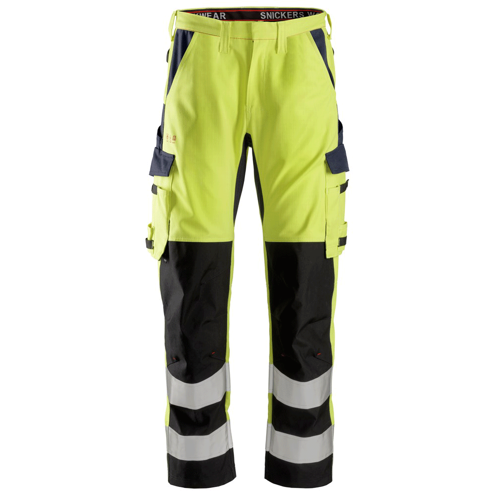 Snickers 6364 ProtecWork, Flame Retardant Arc Protection Hi-Vis Trousers, Class 2
