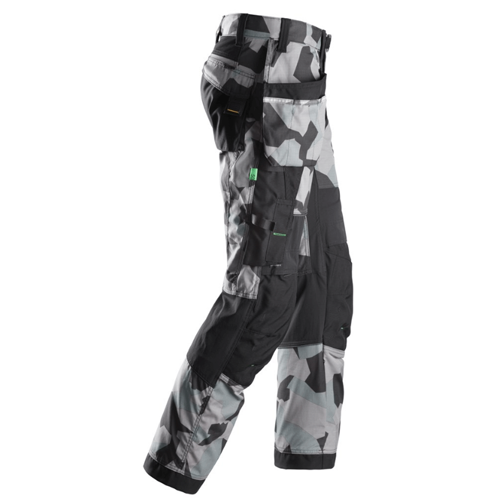 Snickers 6902 FlexiWork, Kneepad Holster Pocket Work Trousers Grey Camo