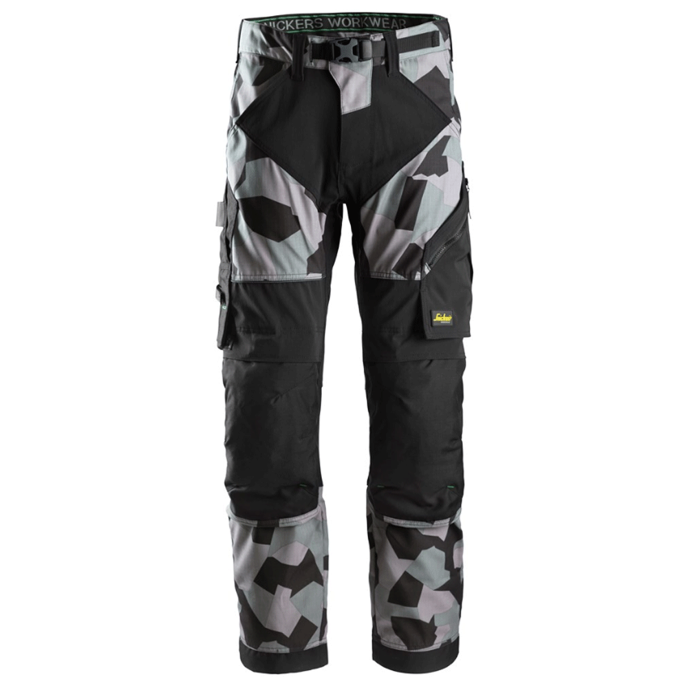 Snickers 6903 FlexiWork Stretch Kneepad Work Trousers Grey Camo