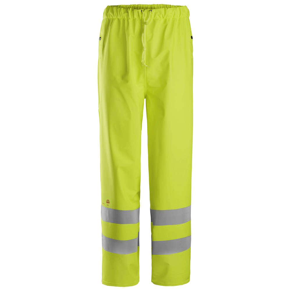 Snickers 8267 ProtecWork, Flame Retardant PU Hi-Vis Rain Trousers, Class 2