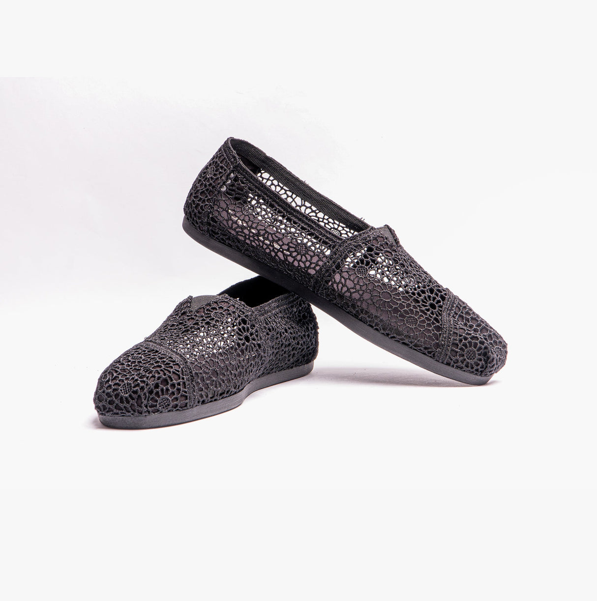 TOMS ALPARGATA Womens Crochet Espadrille Black