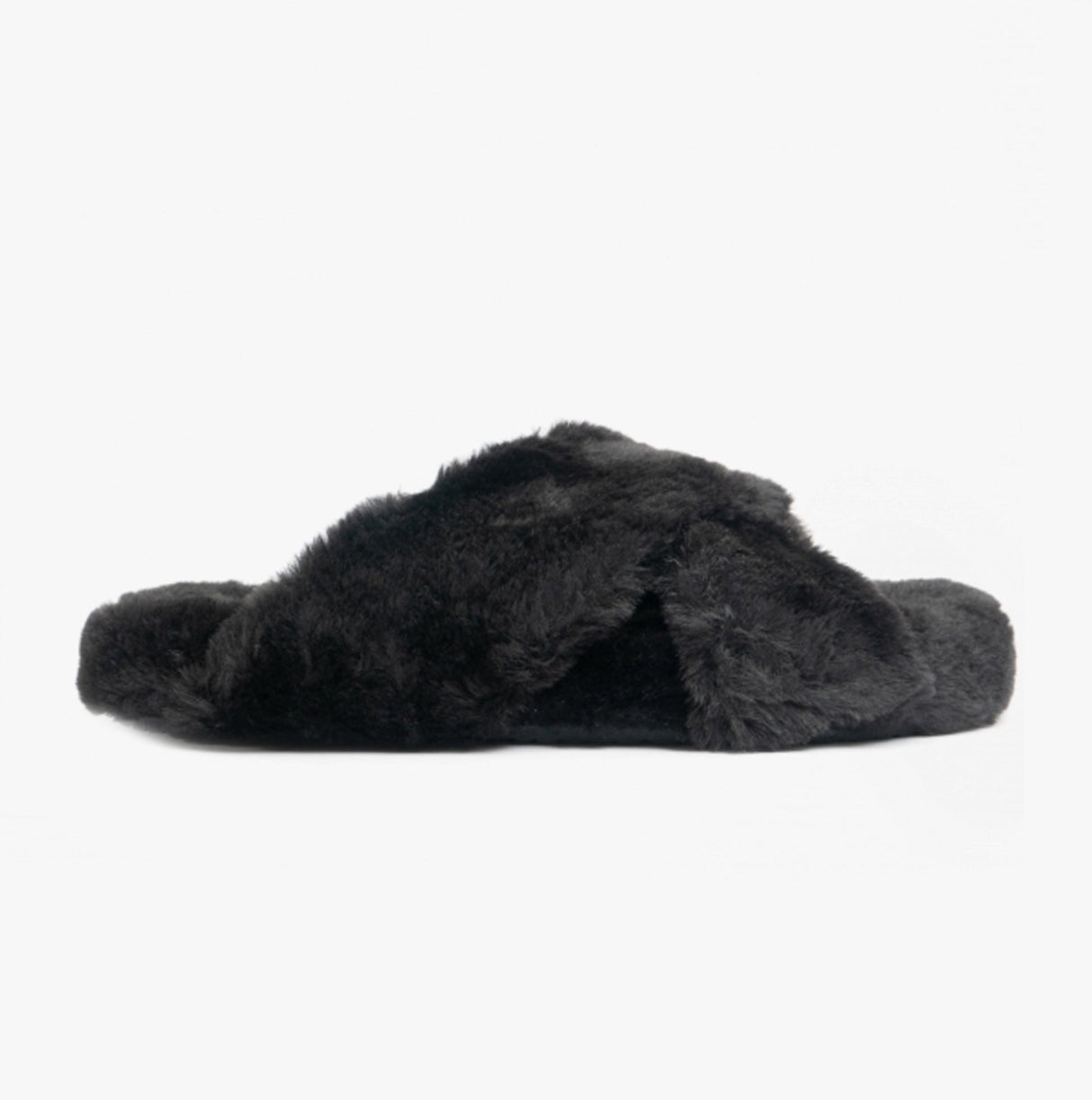 TOMS SUSIE Womens Faux Fur Mule Slippers Black
