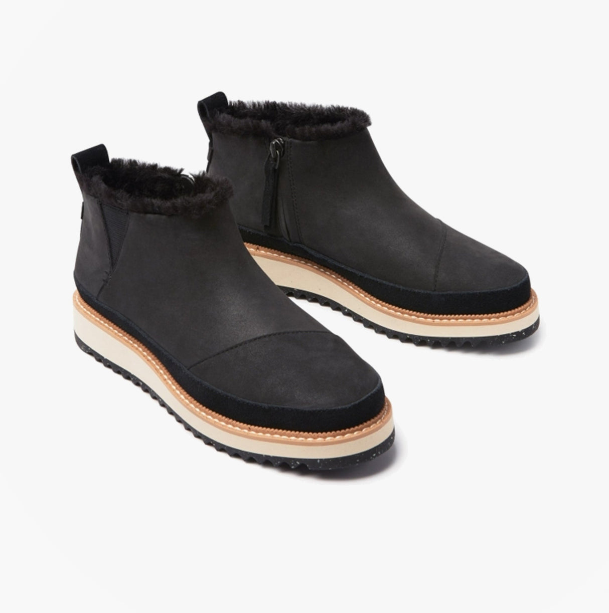 TOMS MARLO Womens Suede Sawtooth Sole Boots Black